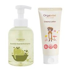Orgabebe All in one寶寶泡沫洗髮沐浴乳 500ml+乳霜 180ml, 1組