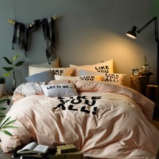 Like You All被套+床包+枕套組, 粉紅色