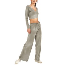 女性大V領休閒運動瑜珈上下衣套裝