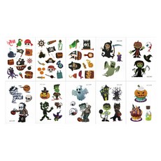 EUGENE TOSCO 托斯可 萬聖節兒童紋身貼紙10件組, 1套, 混合顏色