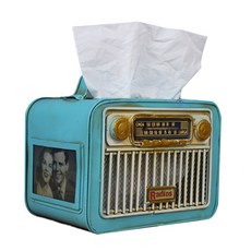 JHCompany 復古收音機面紙盒, 藍色, 1個