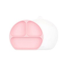 BUMKiNS 3格矽膠餐盤, 粉色, 餐盤+蓋子