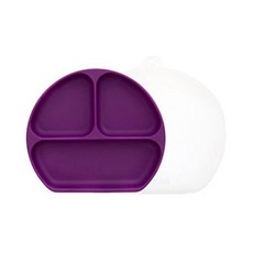 범킨스 실리콘 흡착식판 3구 덮개 세트, 퍼플, 식판 + 덮개