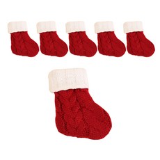 聖誕針織束口袋 6入組, 混合色, 1套