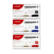 MONAMI 慕那美 FINE 簽字筆, 黑色、紅色、藍色, 1組