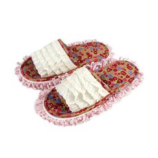 Hongki 荷葉邊清潔拖鞋左右套組粉色, 1套, 粉色