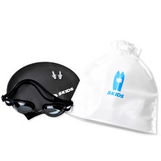 SKIDS 防霧泳鏡 + 矽膠泳帽 + 耳塞 2入 + 收納袋 4件組, 混色 + 隨機出貨