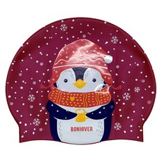 Ohora Studio 皺褶矽膠泳帽, 拿鐵企鵝, 1個