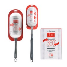 milema 短柄除塵撢子+長柄除塵撢子+補充包, 白色（除塵器），灰色（手柄）, 1套