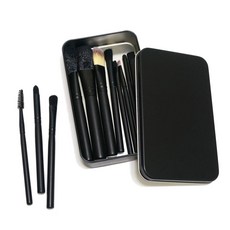 彩妝刷具12件組 + 鐵盒套組, 黑色, 1個