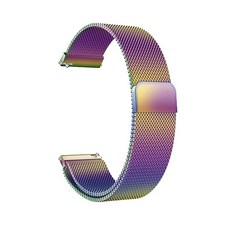 Galaxy Watch 22mm 磁吸式不鏽鋼金屬錶帶 (相容於 Galaxy Watch3/Watch4 Classic 45mm / Watch 46mm / Gear S3), 彩虹混色, 1個