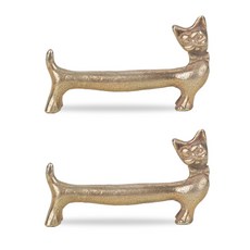 韓國製 韓國製 Hodam 方字銅器 動物筷架 貓咪, 單一顏色, 2個