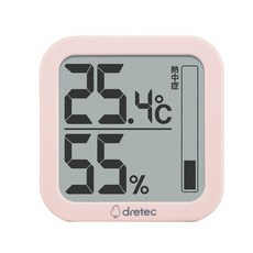 Dretec 溫濕度計 O-402, 粉色, 1入