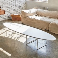 DF 타원형 좌식 소파 테이블 1800, 화이트