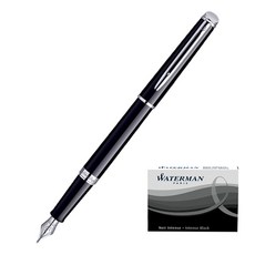 WATERMAN 全新半球漆黑鋼筆+墨盒黑色長款套組, F, 電腦斷層掃描