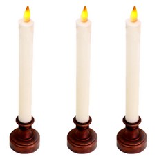 LED復古電池蠟燭 基本款燭台, 白色的, 3個