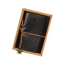 復古皮革手帳, 黑色, 1個