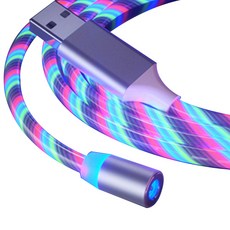 LED 발광 회전 마그네틱 자석 충전 케이블, 1m, 멀티, 1개
