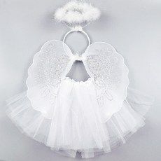 女童款天使翅膀連身裙無花紋3件組