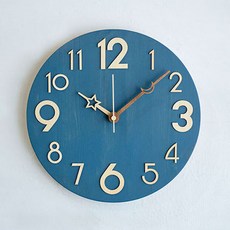 Seoun Art 夜空靜音原木掛鐘, A款 - 圓形