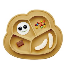 coaa coaa 雲朵造型吸盤式餐盤, 芥末黃