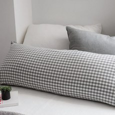 주호데코 깅엄체크 바디필로우 직대 롱쿠션, 그레이