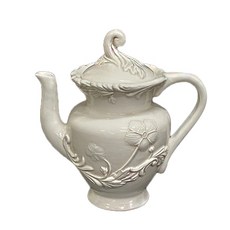 ELIOS 花卉雕刻陶瓷茶壺 B款, 600毫升, 乳霜