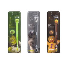 SHREK 兒童公仔牙刷 3款+磁吸式底座, 史瑞克款+驢子款+薑餅人款, 1組