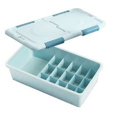 마이닝 플라스틱 16칸 더블오픈 속옷정리함, 1개, 블루