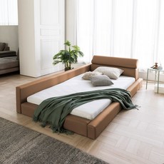 젠티스 저상형 스퀘어 헤드업 침대 패밀리 + 매트리스 S7 방문설치, 모카