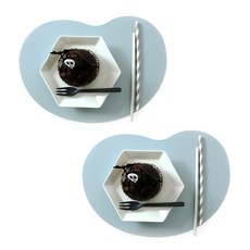 ade.l 腰果造型矽膠餐墊, 328 x 217 毫米, 天藍色, 2入