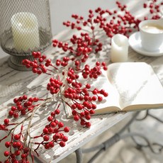 花環 紅莓果 人造花 花圈 製作 裝飾, 紅色