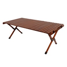 페인트인포 접이식 원목 캠핑 롤 테이블, 브라운