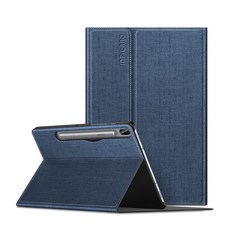 VISBYH S Pen 收納書本式支架平板電腦保護殼, 藍色