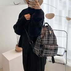 FROMHEAVEN 女款 Tbo 花呢格紋後背包 P703, 黑色