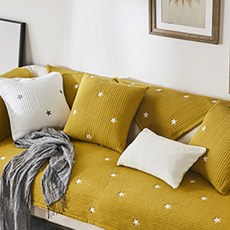 Ahope 星星刺繡防滑抱枕套, 黃色