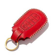 Hoz 按鈕式皮革智能鑰匙包 按扣型, 深紅色(鑰匙包),金色(飾品), 現代 H04