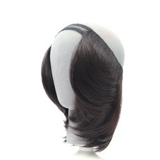無瀏海帽子專用假髮 15cm, 黑棕色, 1個