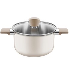 Casabeni IH電磁爐適用陶瓷不鏽鋼雙耳燉鍋, 20cm, 象牙白