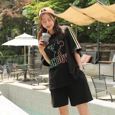 PINKSISLY 女款米奇印花運動衣褲套裝