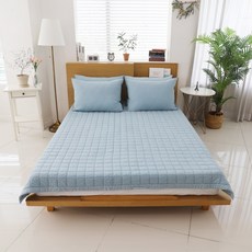 데코그램 60수 순면 피그먼트 매트리스 침대패드 고정밴드형, 민트