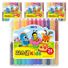 AMOS 阿摩司 Pasnet 兒童蠟筆, 24色, 4個