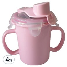 해피램 유아용 손잡이 위생 빨대컵, 핑크, 4개, 260ml