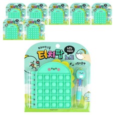 핑크풋 7000 터치팝 노트 + 귀여운 피규어 디노 볼펜 세트, 민트, 8세트