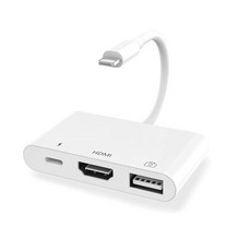超級 OTG HDMI Plus USB Plus 8pin 充電轉接器 H3, 混合色, 1個