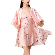 奢華絲綢短款浴袍 + 裙子套裝 XL, 款式12, 1套