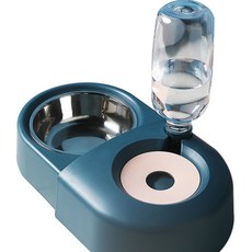 Pets Yeopdongne現代彩色飯碗水瓶供水/餵食機RK_296, 藍色, 1個