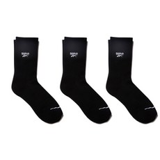 Reebok 男款logo刺繡運動中筒襪 3雙, 黑色的