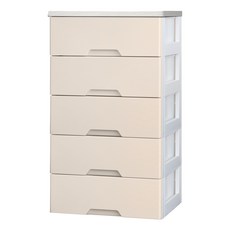 보노하우스 코지 모던 서랍장 우드형상판, 아이보리 + 화이트우드, 5단