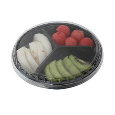 圓形沙拉盒 3格 黑色, 200入, 1個